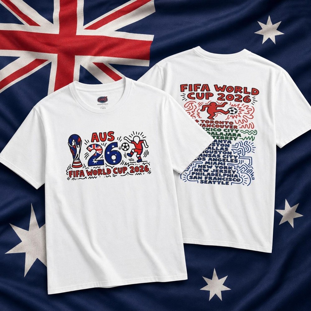 Team Australia FIFA World Cup 2026 Soccer Tee | Artistic Flag Design T-Shirt