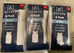 Lot Of 3 GEORGE 6-Pack A-Shirt S (34-36)White Tag-Free Comfort Odor Control New