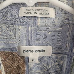 Pierre Cardin Mens XL Blue Multicolored Geometric Print Short Sleeve Button Up