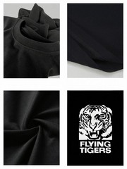Men’s Cotton Graphic T Shirt with Bold White Flying Tigers Tiger Head Print