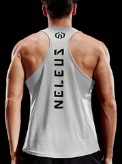 NELEUS ‘Dry Fit Logo Muscle’ Mesh Tank Top Men’s L Gym Workout Exercise Grey NWT