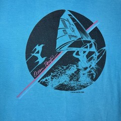 VTG 80s Ocean Pacific Op Surf T Shirt M Turquoise Windsurfing Single Stitch USA
