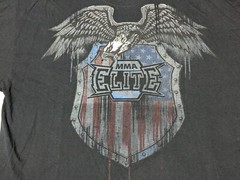 VTG Y2K MMA ELITE USA EAGLE SHIELD Men 2XL Black Cotton Graphic Print T-Shirt