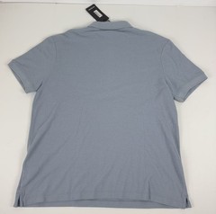 True Religion Polo Shirt Mens Small Sky Blue Logo Damask Cotton Blend Short Slve