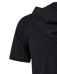 Men’s Cotton Vintage Hooded Design Short Sleeve Lace up Shirts for Large Black