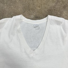 Vintage BVD White V Neck T Shirt Basic Blank Undershirt XL Well Worn Grungy (#3)