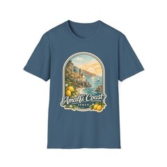 Amalfi Coast Italy Illustration T-Shirt | Lemon Coastline Design