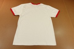 Port & Co Core Cotton Adult Large White Red Contrast Short Sleeve T-Shirt New