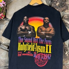Vintage 1997 Mike Tyson vs Holyfield II T Shirt Size Medium Black Bite Fight