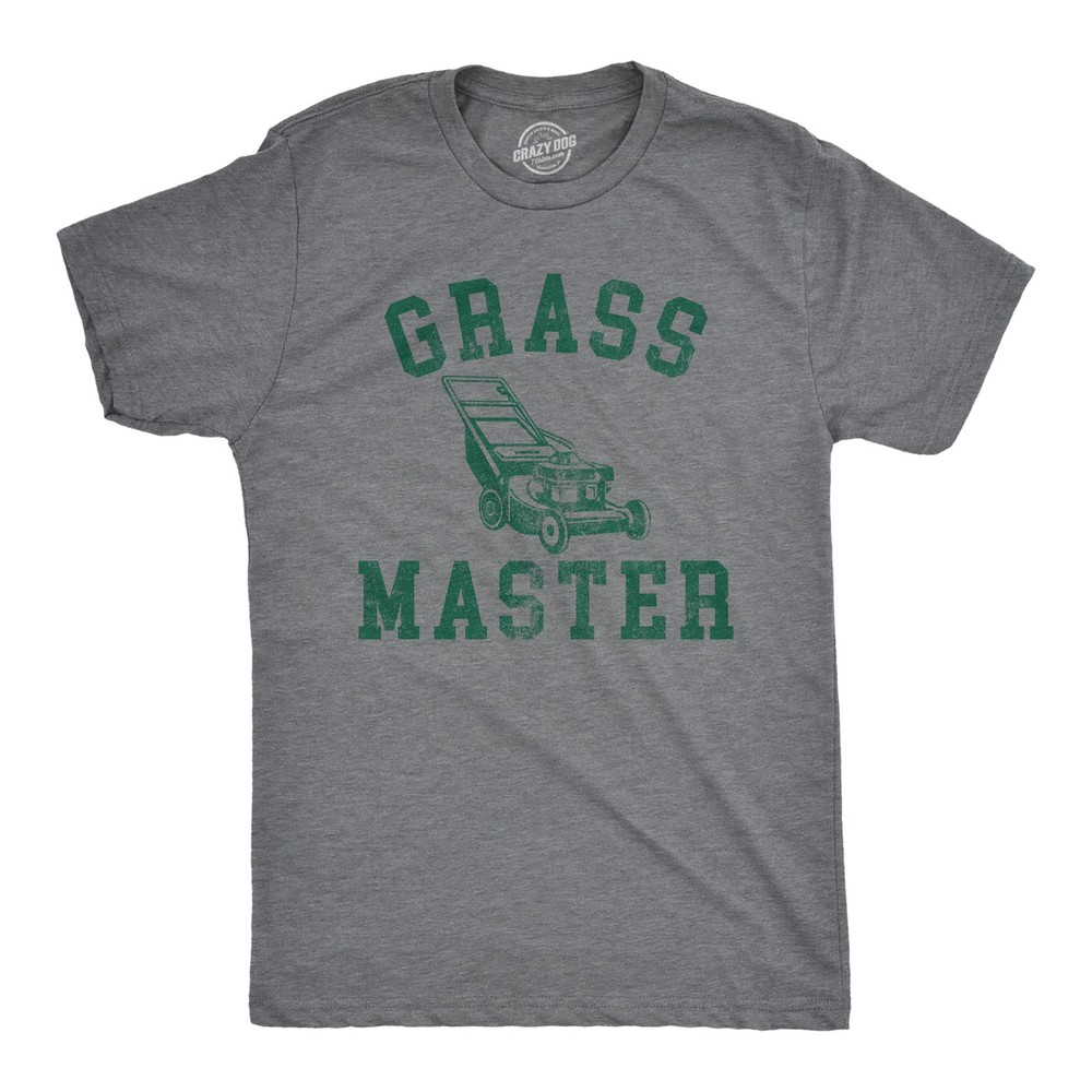 Mens Grass Master T Shirt Funny Push Lawnmower Yard Work Joke Tee for Guys
