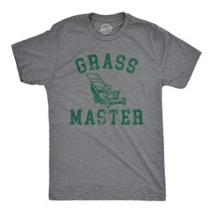 Mens Grass Master T Shirt Funny Push Lawnmower Yard Work Joke Tee for Guys