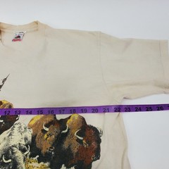 Vintage 80s Native Americans on Buffalo Beige Tshirt Fruit of the Loom Size XL