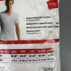 VTG Hanes T-Shirt Men M 38-40″ White 5 Pack V-Neck Tagless Cotton 777P5 NOS 2006