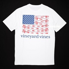 NWT Vineyard Vines Men SS Whale Pocket Crew T-Shirt Tee “FLAG REEL” Edition