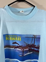 VTG beautiful Hawaii sportswear blue sz L single stitch t shirts made in USA