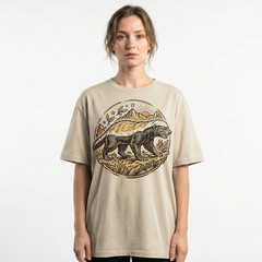 Honey Badger Fearless Wild Animal Mountain Vintage Badge t-shirt Nature Tee