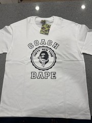 A Bathing Ape x Coach Men’s White Graphic Print Crew Neck Short Sleeve Tee