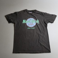 vtg Hard Rock Cafe New York Black T Shirt USA Faded Large Measures Medium