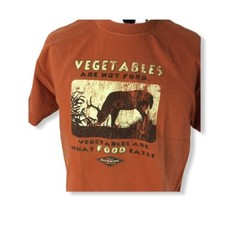 VGT M&Q Knits T-Shirt Men Size Large Burnt Orange Vegetable Are What Food Grapic