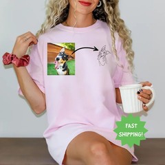 Custom Pet Portrait Comfort Tee Personalized Dog Cat Photo Shirt