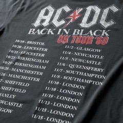 ACDC Back in Black UK Tour 1980 Mens T Shirt Vintage Rock Band Album Music Merch