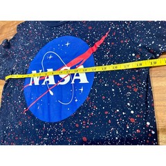 Buzz Aldrin NASA Galaxy Splatter Graphic T-Shirt Navy Blue Mens Large Space Tee