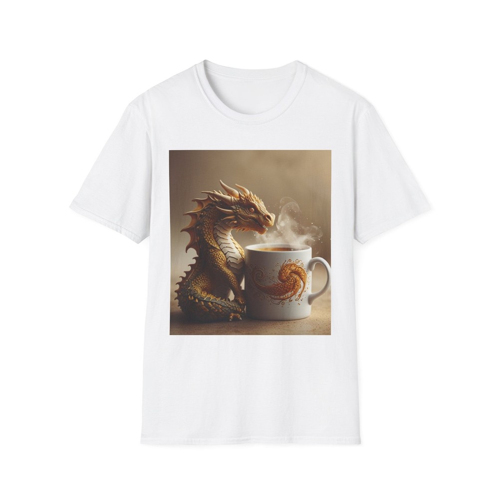 Dragon with Coffee Mug T-Shirt | Fantasy Dragon Art