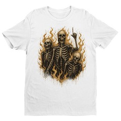 Retro Skeletons On Fire Unisex T-shirt | Gothic Skull Lover Gifts for Men