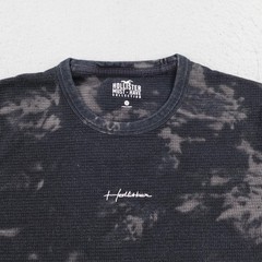 Hollister Shirt Medium Black Gray Dye Waffle Knit Thermal Must Have Collection