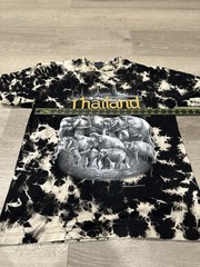 JoliGolf Thailand Elephant Graphic T Shirt Tie Dye Black Mens L Cotton