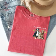 Custom Pet Photo Portrait Comfort Tee Personalized Dog Cat Picture Shirt