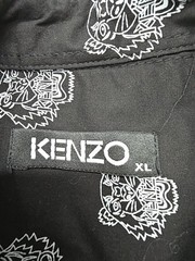 KENZO Mens Poplin Shirt Black Pattern Button Up Size XL Regular