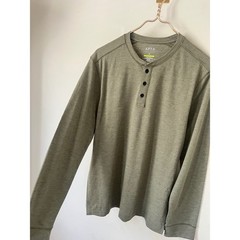 Apt. 9 Mens Premier Flex Long Sleeve Henley basic Shirt Olive Green Size M