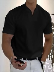 Mens V Neck T Shirt Muscle Fit Short Sleeve Gym Summer Athletic Tee M-5XL