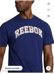New Reebok Men’s Blue Spellout Short Sleeve Graphic Print T-Shirt Sz XL