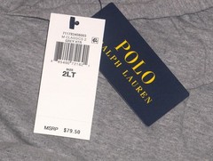 POLO RALPH LAUREN Mens BIG & TALL Football Bear Hoodie T-Shirt Tee, HEATHER GRAY