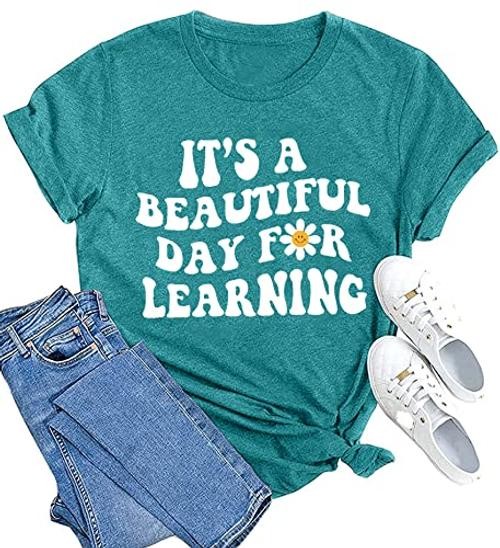 Women Teacher Life Shirt Teacher Gift Short Sleeve Shirts It s a Medium Cyan1