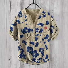 Mens Short Sleeve T-shirt Tops Ladies Cotton Linen Casual Shirt Loose Blouse Tee