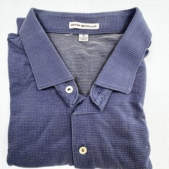 Peter Millar Polo Shirt Mens XL Navy Blue Micro Dot 100% Cotton Golf Casual