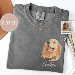 Custom Watercolor Pet Face Comfort Tee Personalized Dog Cat Portrait
