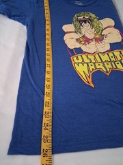 WWF / WWE Men’s Size L Ripple Junction Blue Cotton Ultimate Warrior Tee T-Shirt