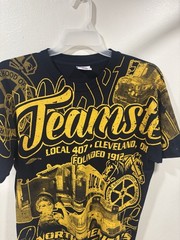 Vintage Unionmade Teamsters 90s Local 407 Cleveland All Over Graphic Tee Size XL