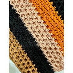 Mesh Crochet Knit Shirt Men’s Small Striped Festival Coastal Y2K Sheer Unisex
