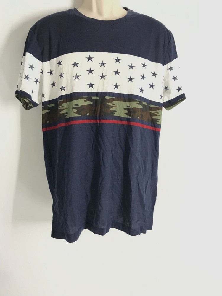 $30 American Rag Men’s Blue Short Sleeve Ribbed Collar Shirt Size Large