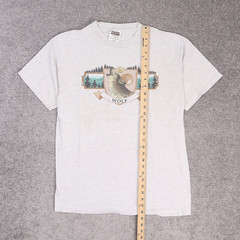 VTG 90s Wolf Animals Nature Outdoors Large Gray Short Sleeve T-Shirt