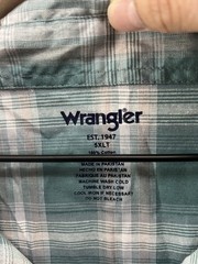726 Wrangler Western Men’s Green White Flannel Button Shirt Big&Tall Sz 5XLT