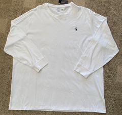 Polo Ralph Lauren T-Shirt Long Sleeve 100% Cotton White Mens Size 4XLT Tall