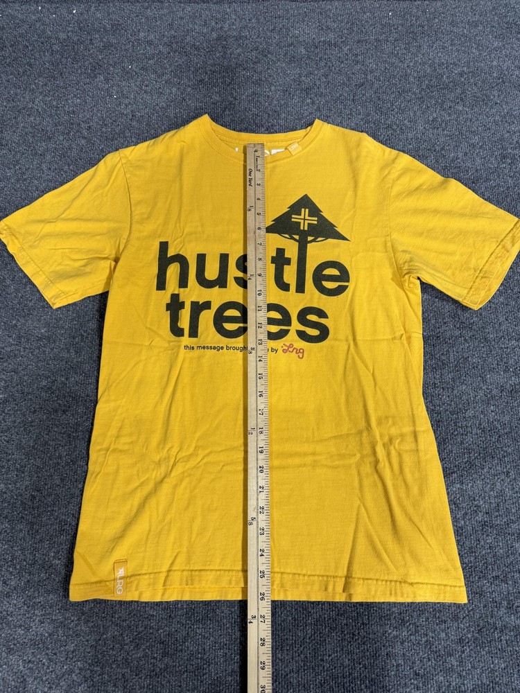 LRG Hustle Trees Shirt Mens Medium Yellow Graphic T-Shirt Tee Streetwear