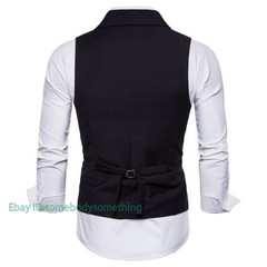 Mens Casual Formal Business Slim Fit Double-Breasted Waistcoat Coat Suit Vest
