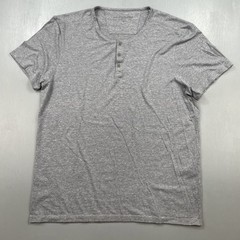 John Varvatos Shirt Mens XL Henley Tee T Short Sleeve Marled Poly Cotton Gray